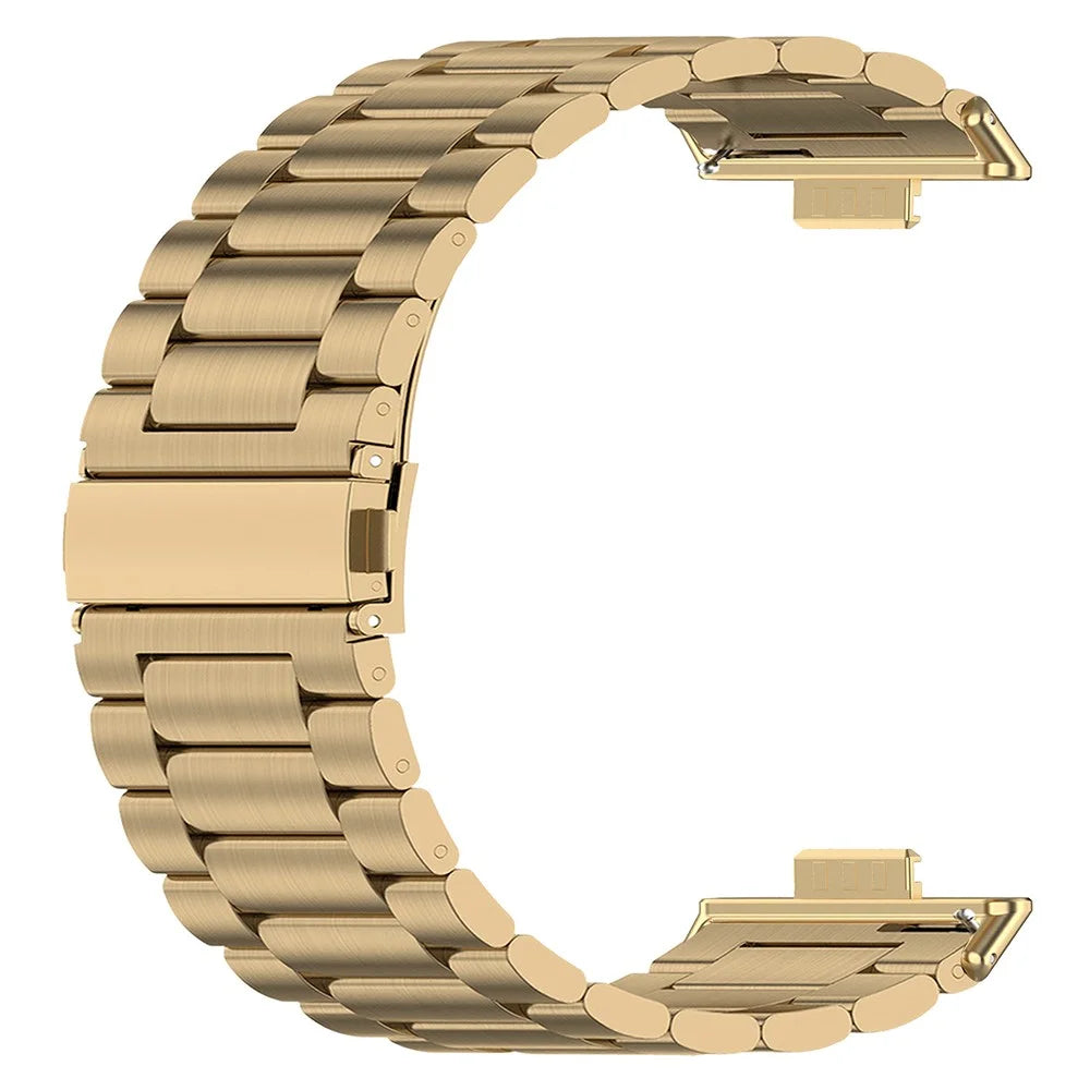 For Huawei Watch Fit 3 Replacement Band 3-Bead Stainless Steel Watch Strap with Tool - Gold - 2