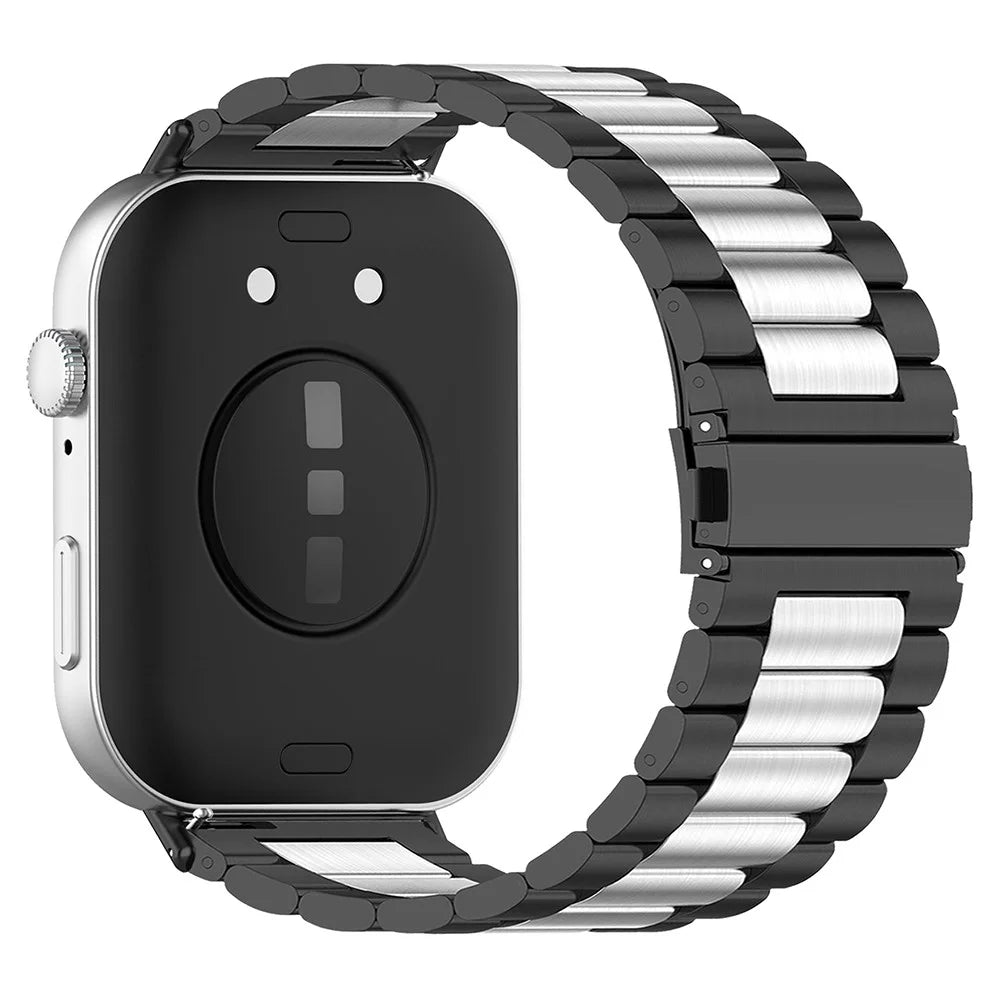 For Huawei Watch Fit 3 Replacement Band Smart Watch Stainless Steel Strap with Tool - Black+Silver+Black - 1