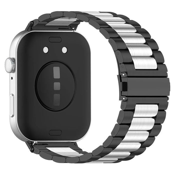 For Huawei Watch Fit 3 Replacement Band Smart Watch Stainless Steel Strap with Tool - Black+Silver+Black - 1