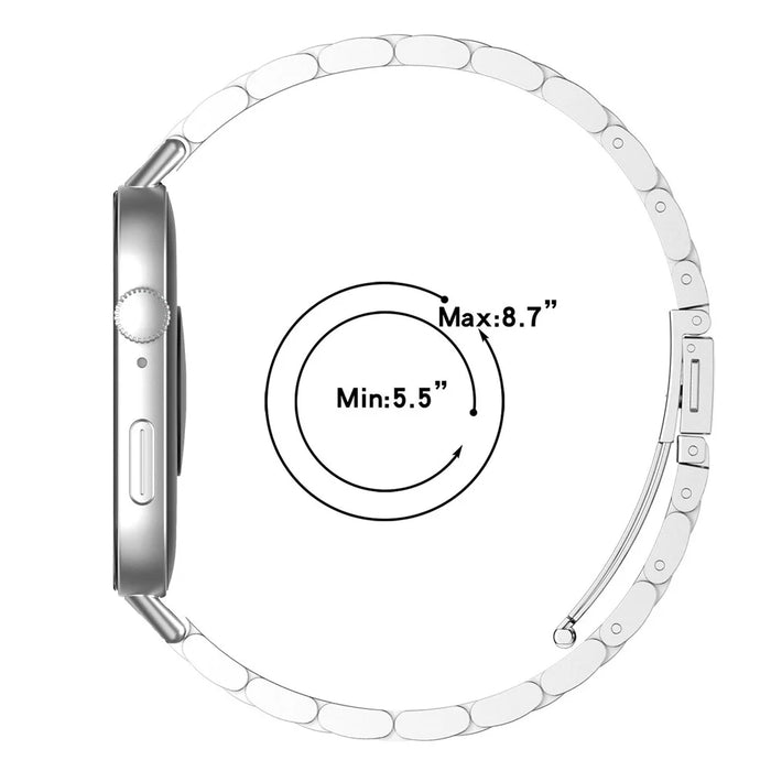 For Huawei Watch Fit 3 Replacement Band Smart Watch Stainless Steel Strap with Tool - Black+Silver+Black - 6