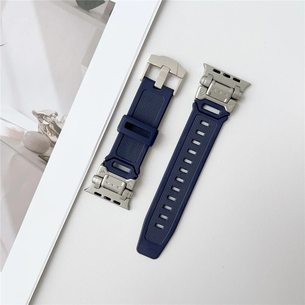 Mechanical Style TPU Watch Strap for Apple Watch Series 11 10 42mm / 9 8 7 41mm / SE3 SE2 SE 6 5 4 40mm / 3 2 1 38mm Wrist Band - Dark Blue - 2