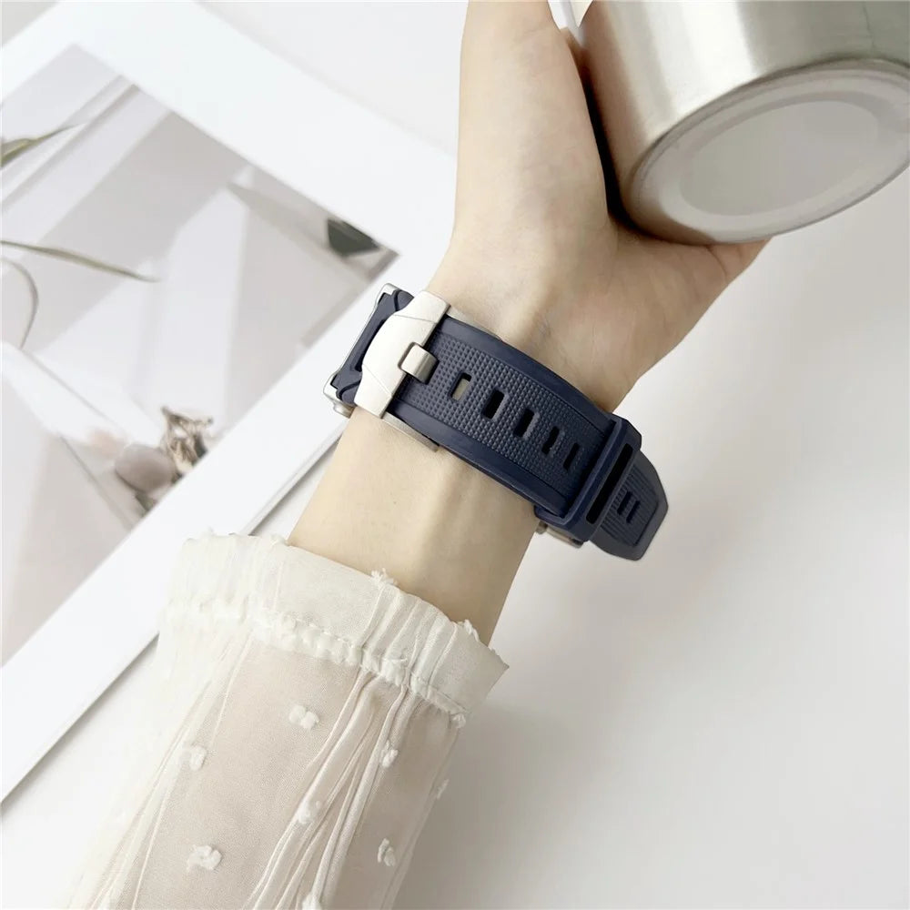 Mechanical Style TPU Watch Strap for Apple Watch Series 11 10 42mm / 9 8 7 41mm / SE3 SE2 SE 6 5 4 40mm / 3 2 1 38mm Wrist Band - Dark Blue - 3