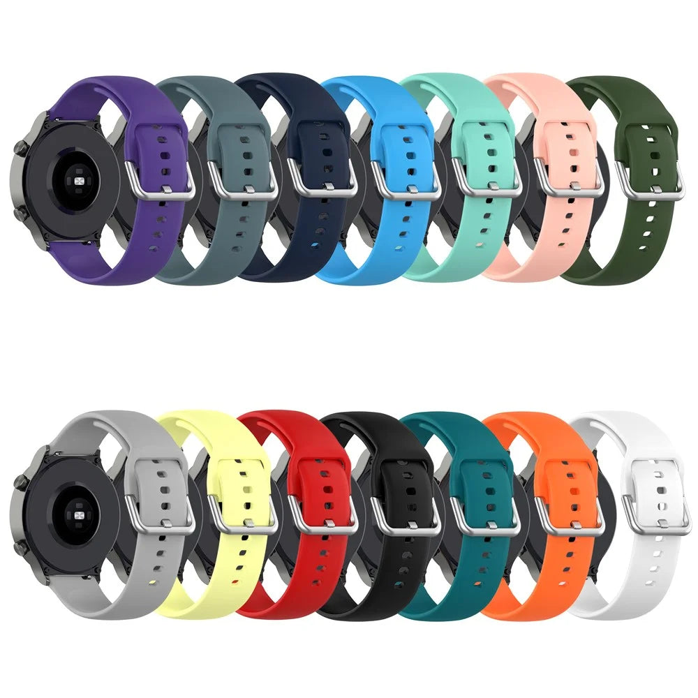22mm Silicone Watch Strap Silver Buckle [Large Size] for Huawei Watch GT 2 Pro - Black - 6