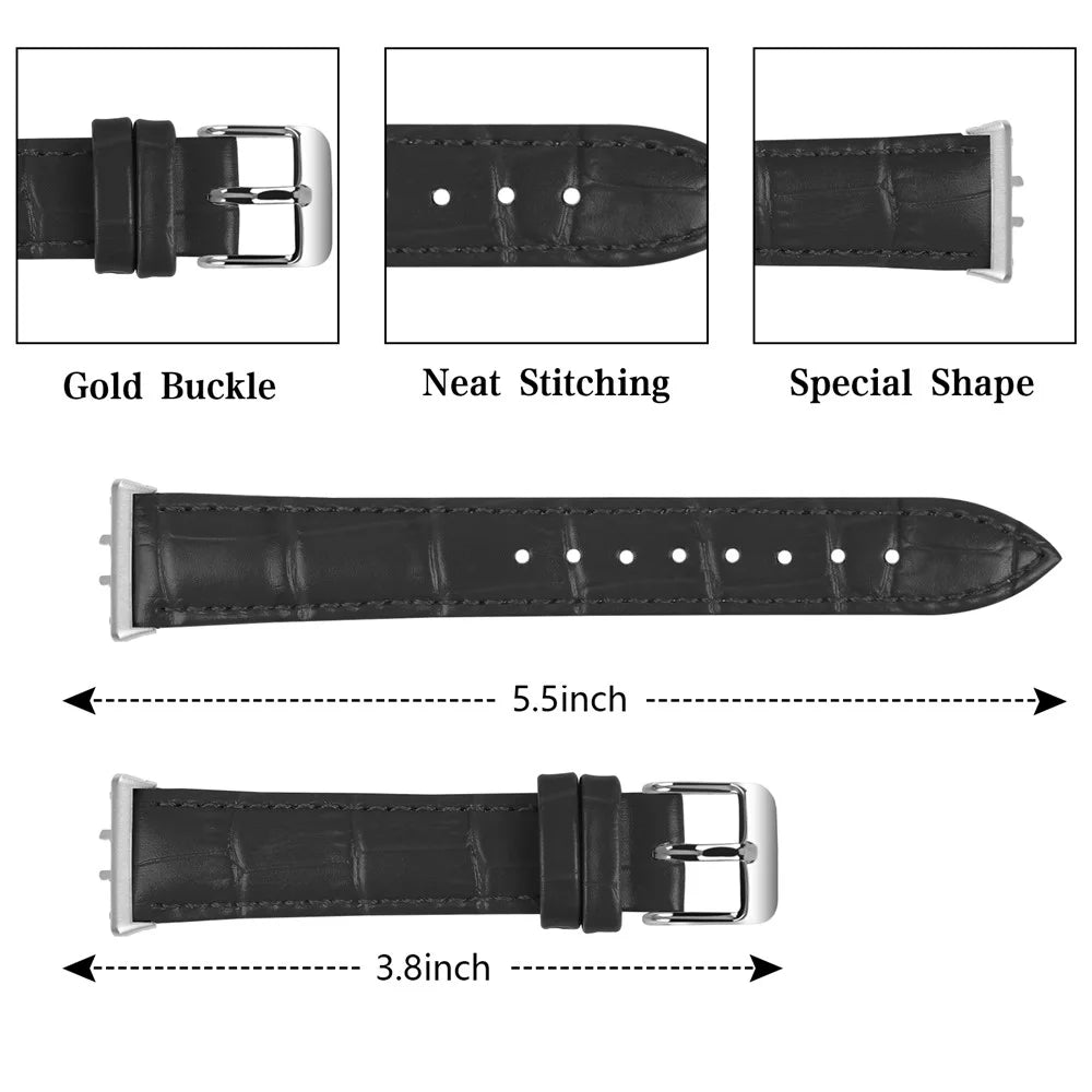 Smooth PU Leather Watch Strap for Samsung Galaxy Fit3 SM-R390 Wrist Bracelet Band - Black - 5