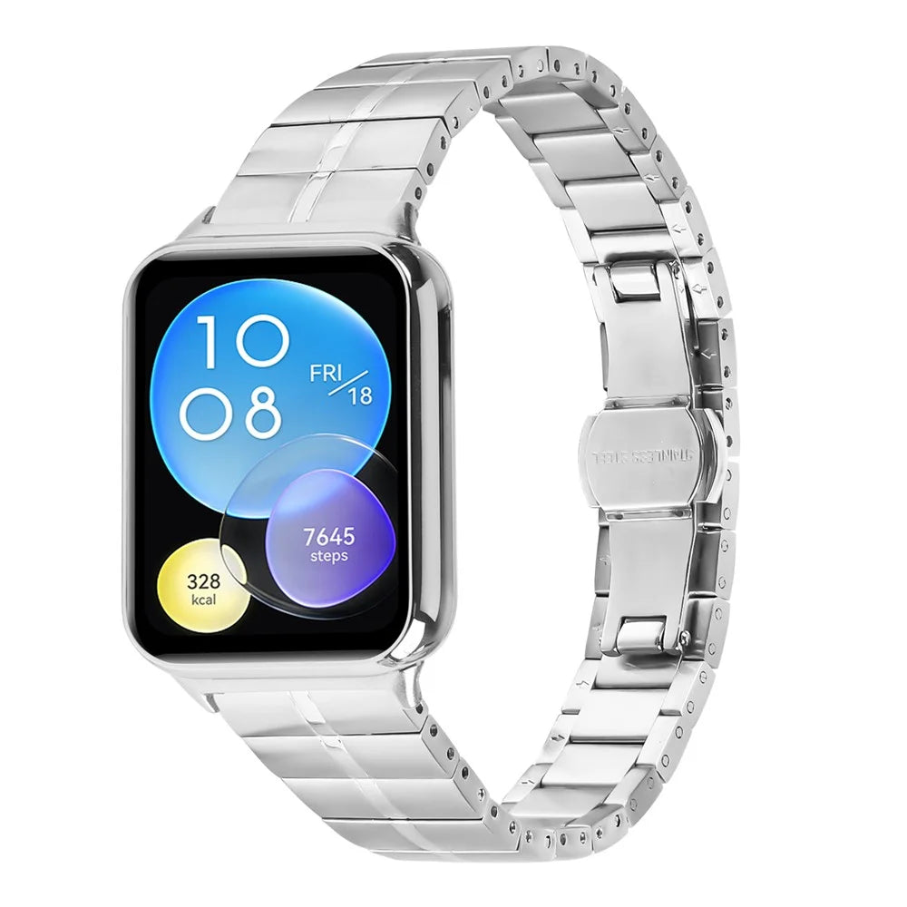 For Xiaomi Smart Band 10 Pro / 9 Pro / 8 Pro / Redmi Watch 6 / 5 / 4 Line Design Stainless Steel Strap Replacement Wrist Band - Silver - 2