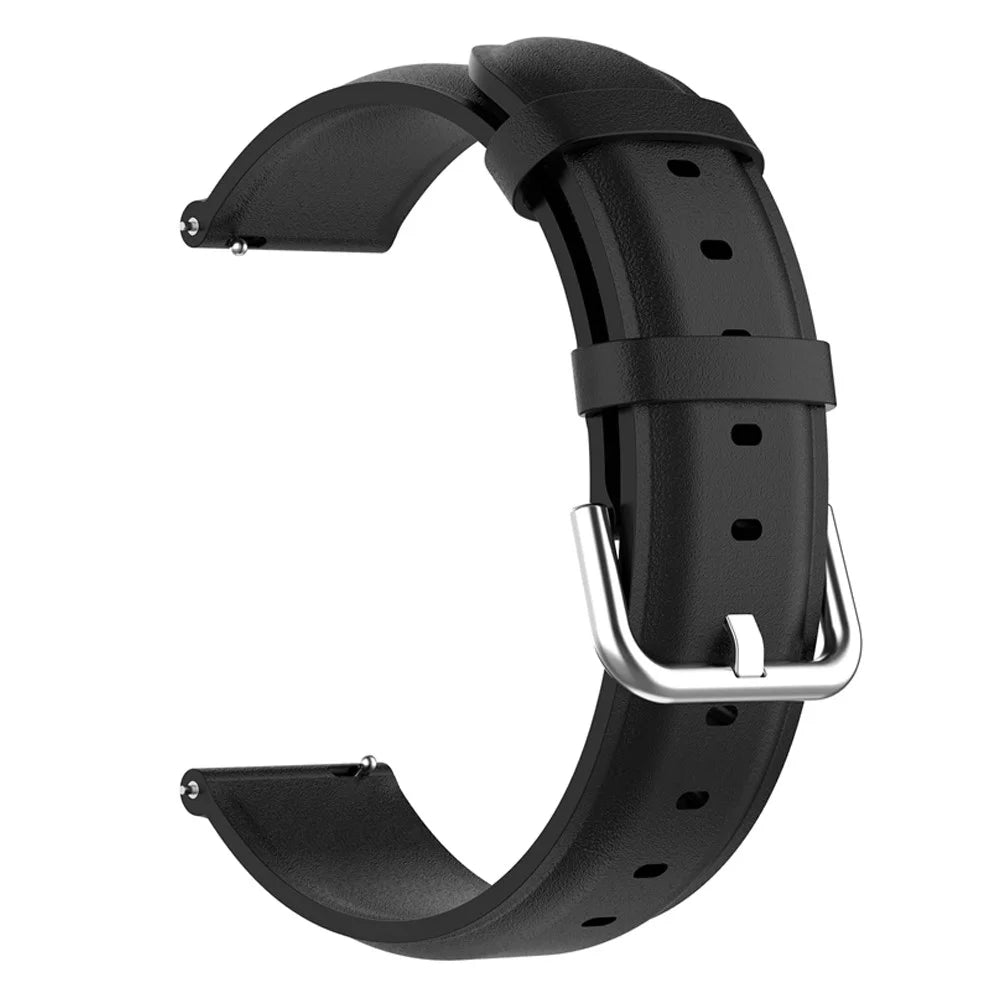 22mm Genuine Leather Watch Band for Huawei Watch GT Runner/Watch GT 3 46mm, Pin Buckle Smart Watch Band - Black - 1