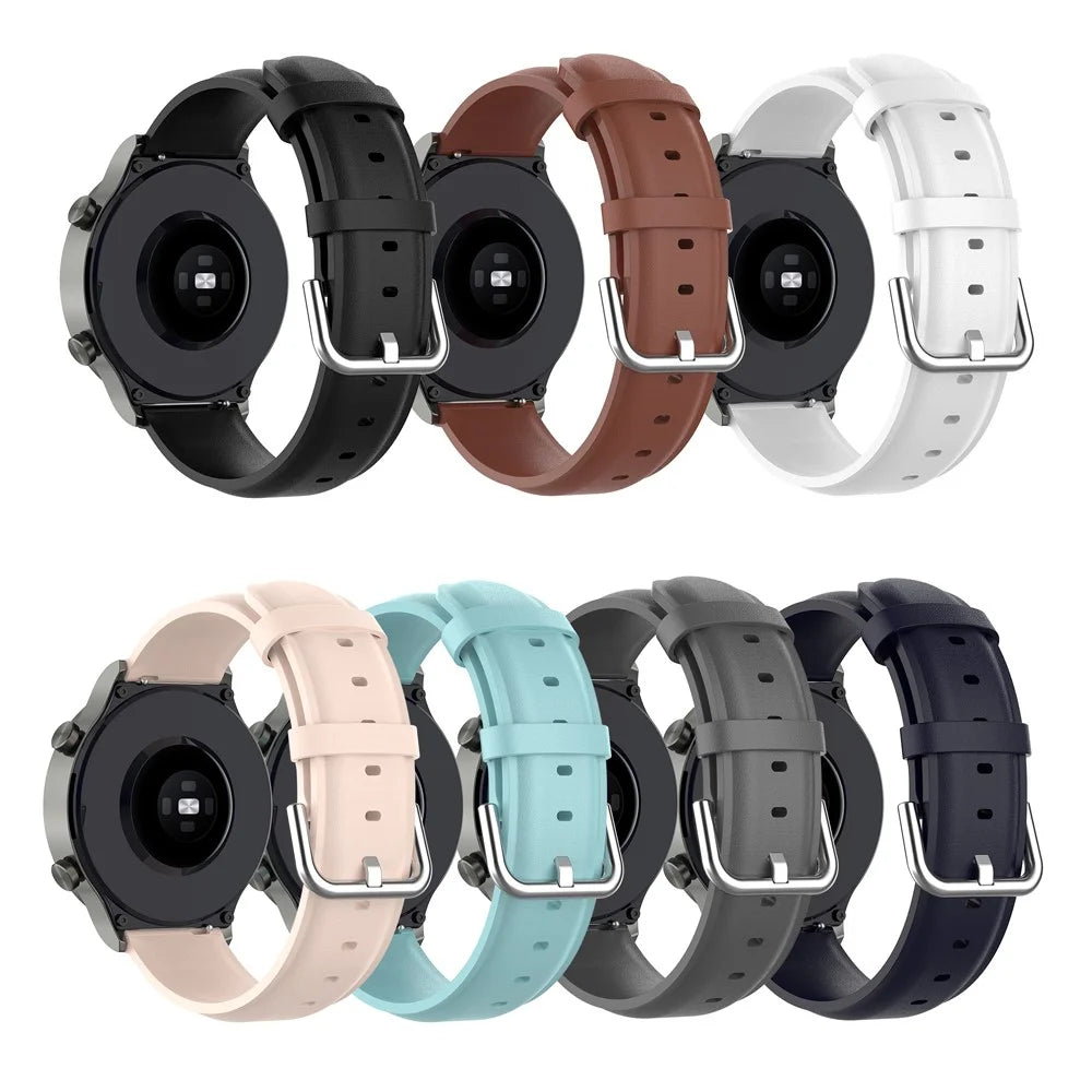 22mm Genuine Leather Watch Band for Huawei Watch GT Runner/Watch GT 3 46mm, Pin Buckle Smart Watch Band - Black - 6