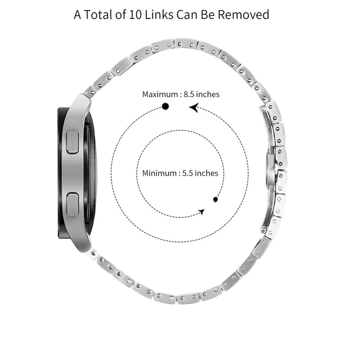 For Samsung Galaxy Watch4 Classic 42mm / 46mm Stainless Steel Strap Line Design Replacement Wrist Band - Silver - 4
