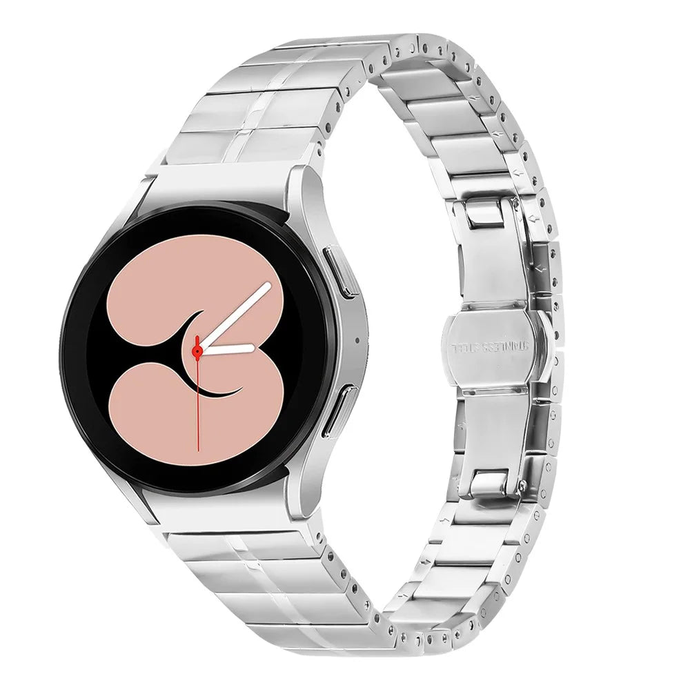 For Samsung Galaxy Watch FE 40mm / Watch4 / Watch 5 Pro Active Stainless Steel Smartwatch Strap Wrist Band - Silver - 2