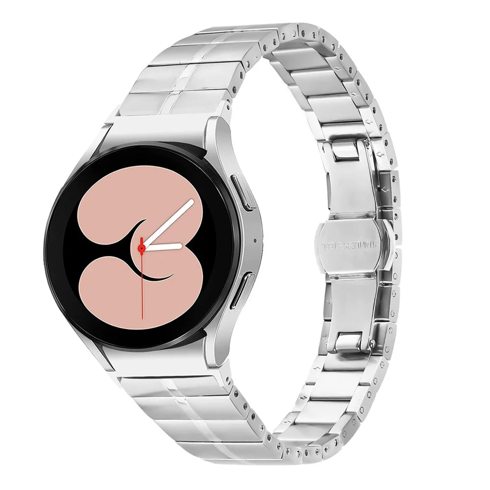 For Samsung Galaxy Watch6 40mm 44mm / Watch6 Classic 43mm 47mm Stainless Steel Strap Line Design Replacement Wrist Band - Silver - 2