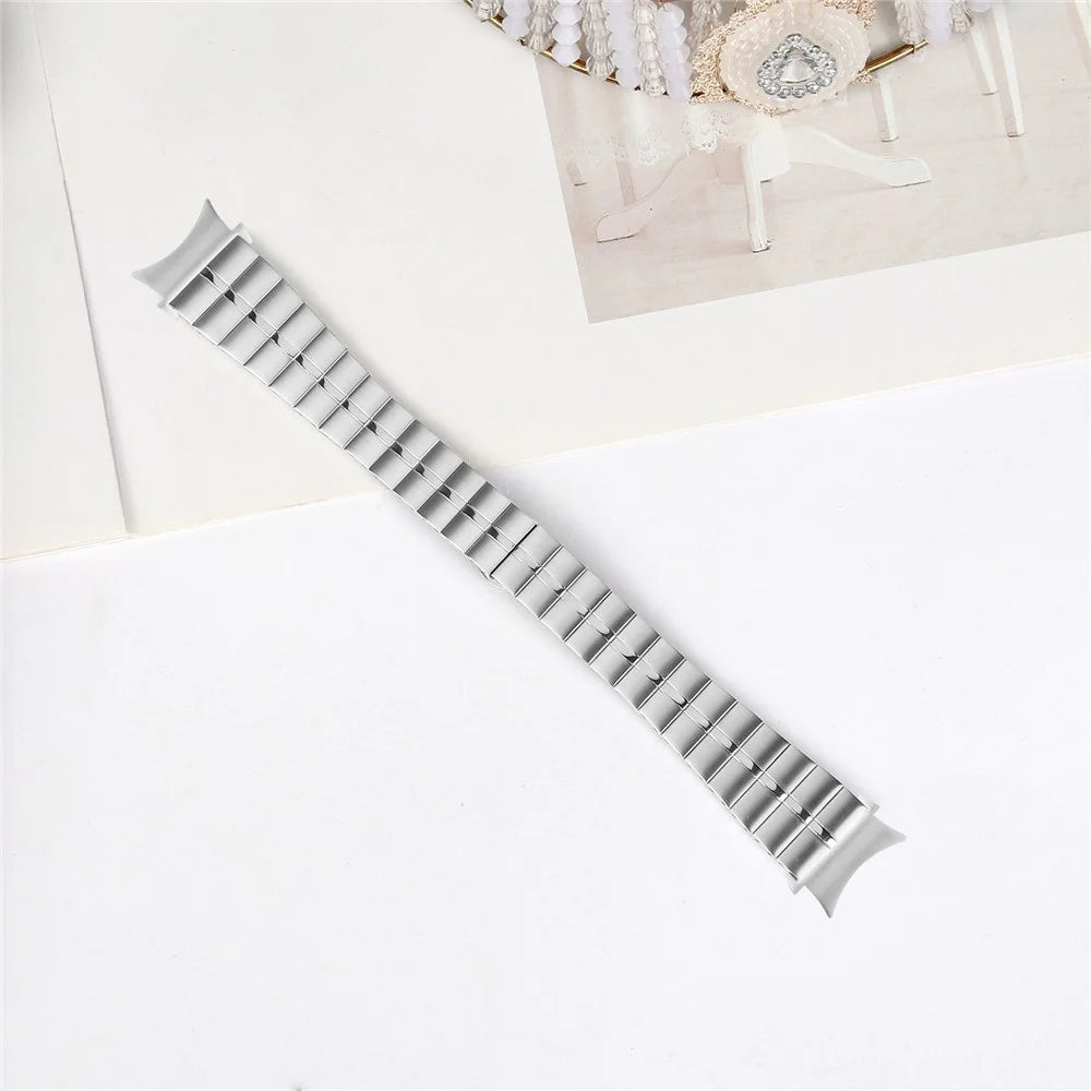 For Samsung Galaxy Watch6 40mm 44mm / Watch6 Classic 43mm 47mm Stainless Steel Strap Line Design Replacement Wrist Band - Silver - 3