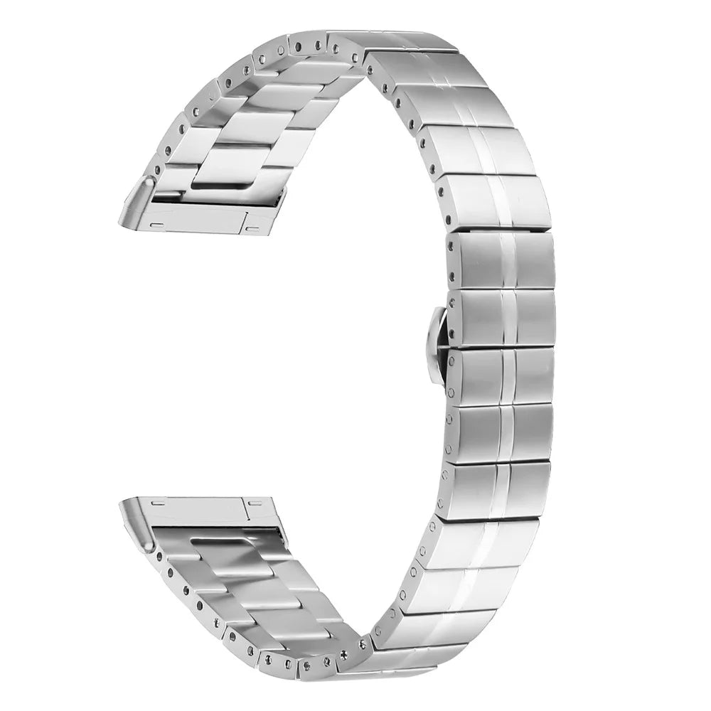 For Fitbit Versa 4 / Sense 2 Wrist Strap 1-Bead Stainless Steel Replacement Smartwatch Band - Silver - 1