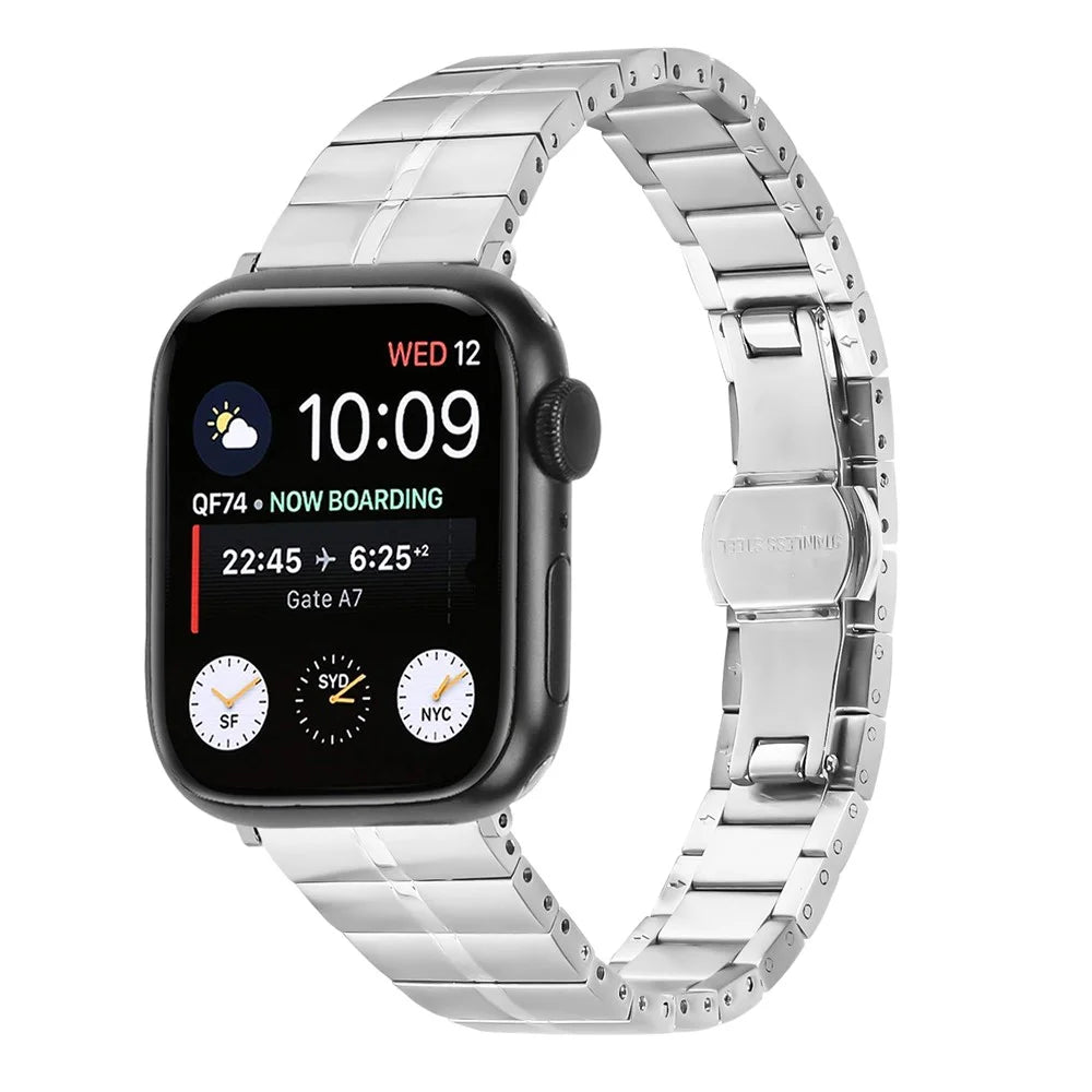 For Apple Watch Ultra 3 2 1 49mm / Series 11 10 46mm / 9 8 7 45mm / SE3 SE2 SE 6 5 4 44mm / 3 2 1 42mm Stainless Steel Strap - Silver - 2