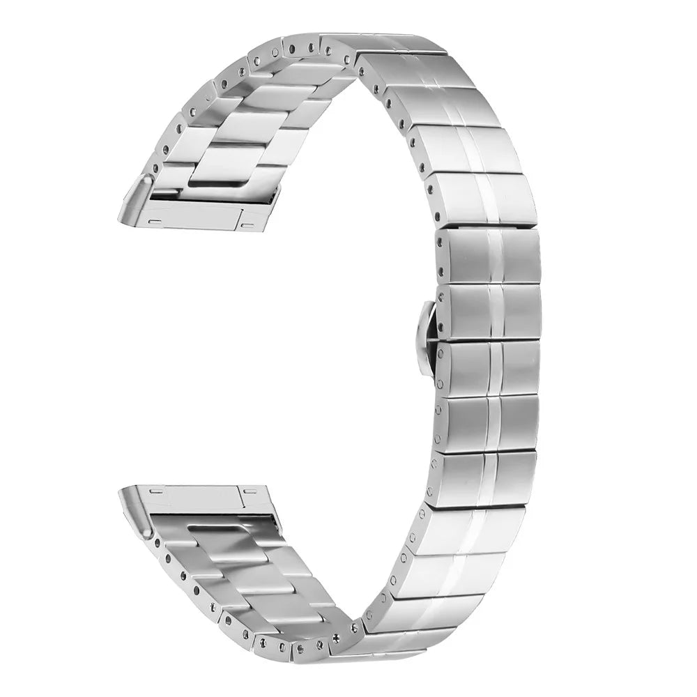For Fitbit Versa 3 / Sense Replacement Wrist Strap 1-Bead Stainless Steel Watch Band - Silver - 1