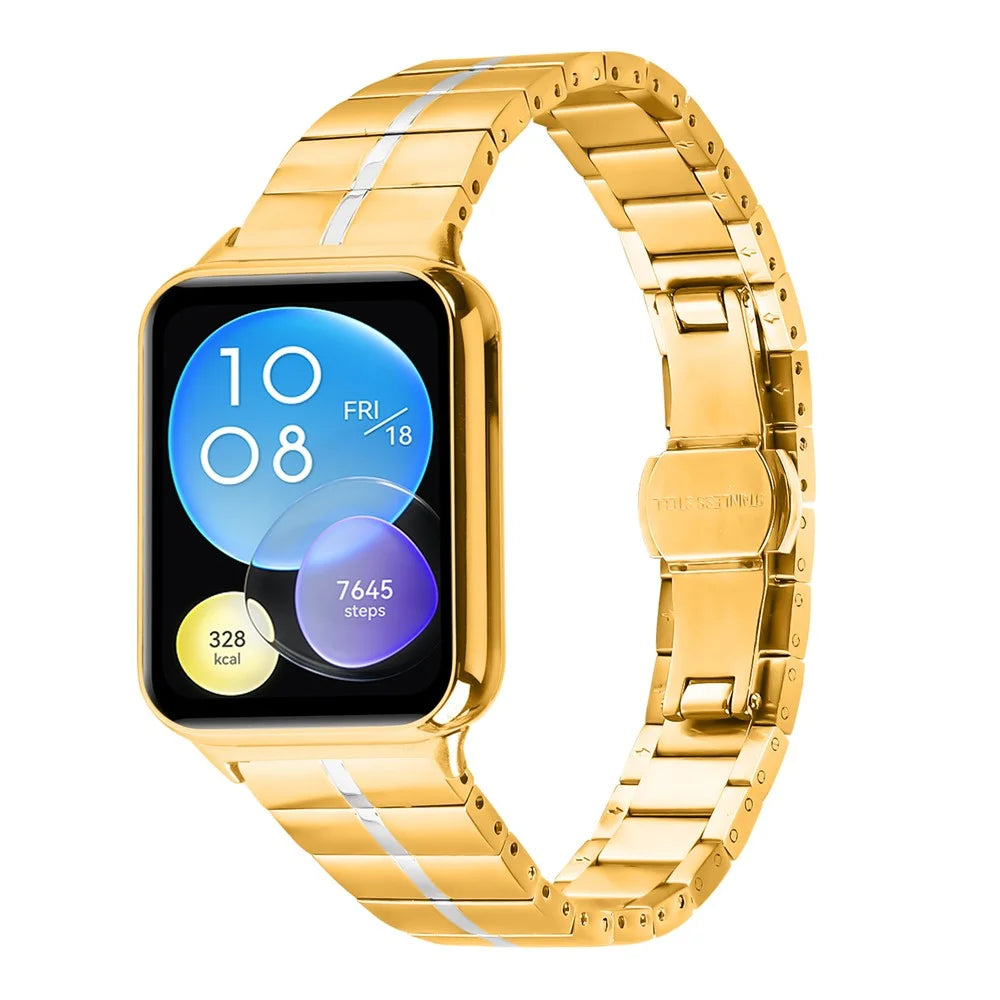 For Xiaomi Smart Band 10 Pro / 9 Pro / 8 Pro / Redmi Watch 6 / 5 / 4 Stainless Steel Watch Strap Replacement Wrist Band - Gold+Silver - 2
