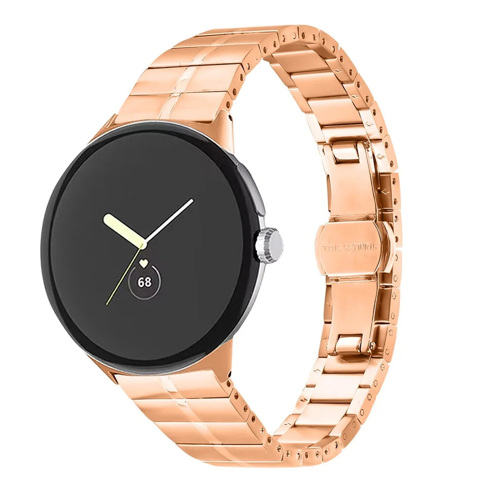 For Google Pixel Watch 4 41mm / Watch 3 41mm / Watch 2 / Watch Stainless Steel Watch Strap Replacement Wrist Band - Rose Gold - 2