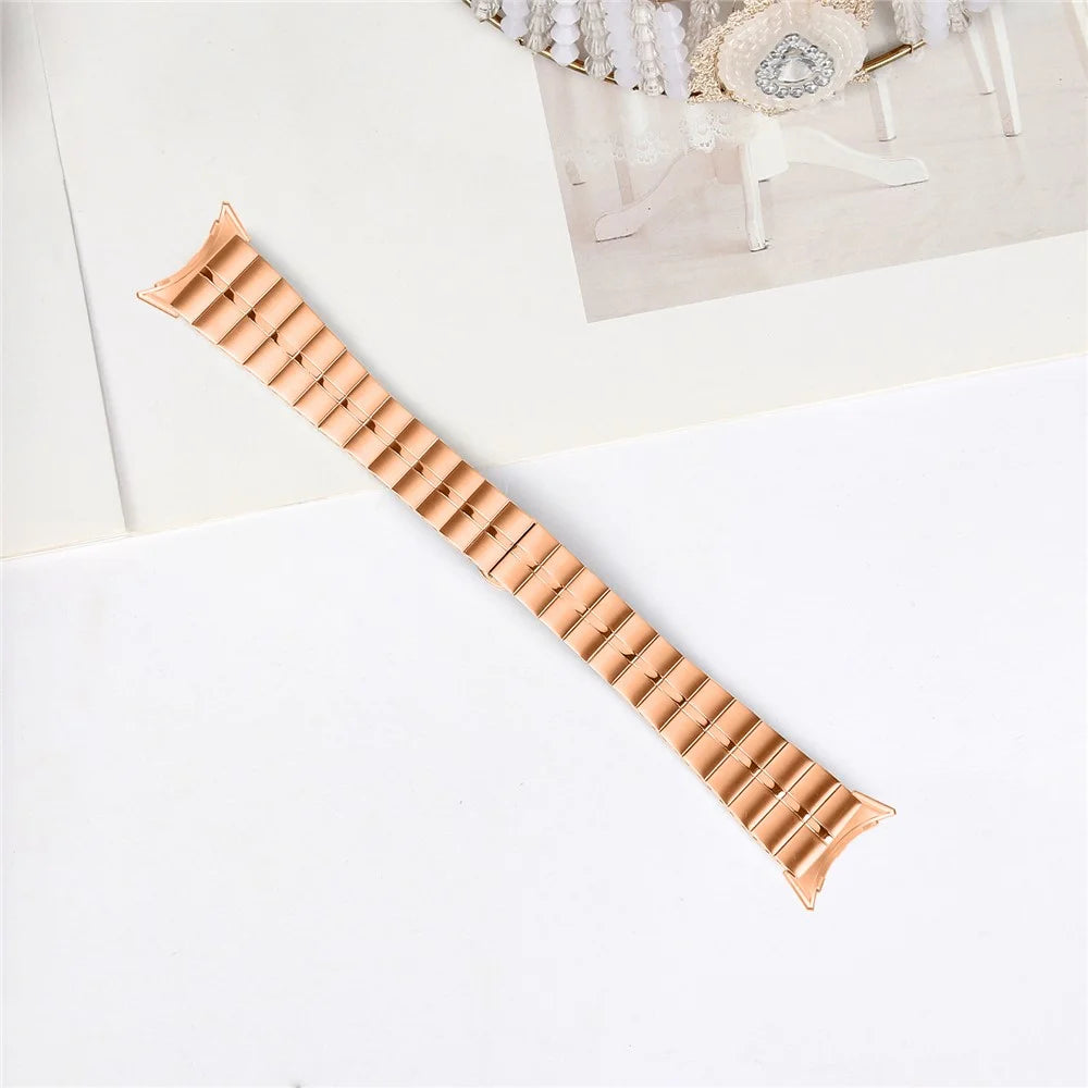 For Google Pixel Watch 4 41mm / Watch 3 41mm / Watch 2 / Watch Stainless Steel Watch Strap Replacement Wrist Band - Rose Gold - 3