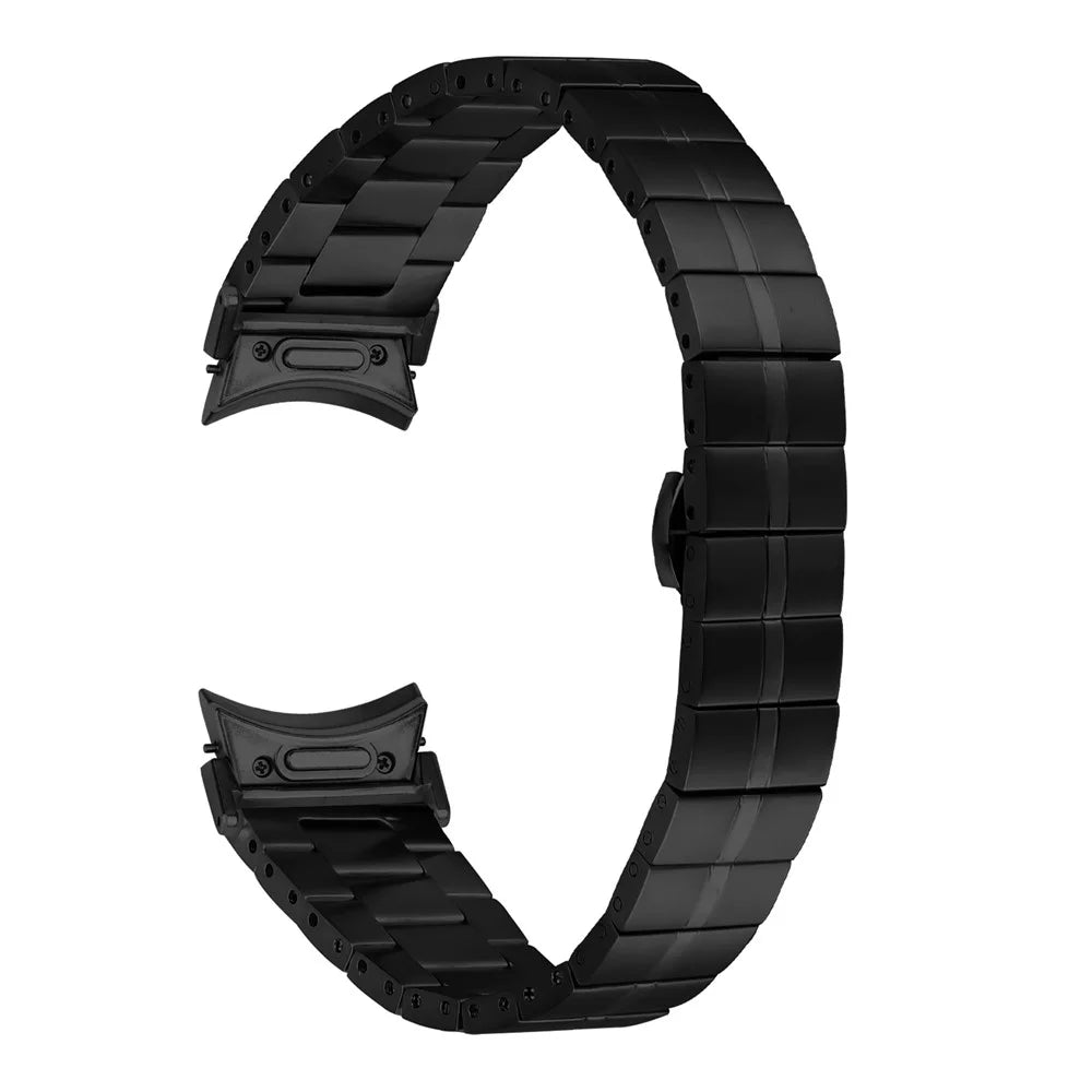 For Samsung Galaxy Watch6 40mm / 44mm / Watch6 Classic 43mm / 47mm Stainless Steel Strap with Quick Release Connector - Black - 1