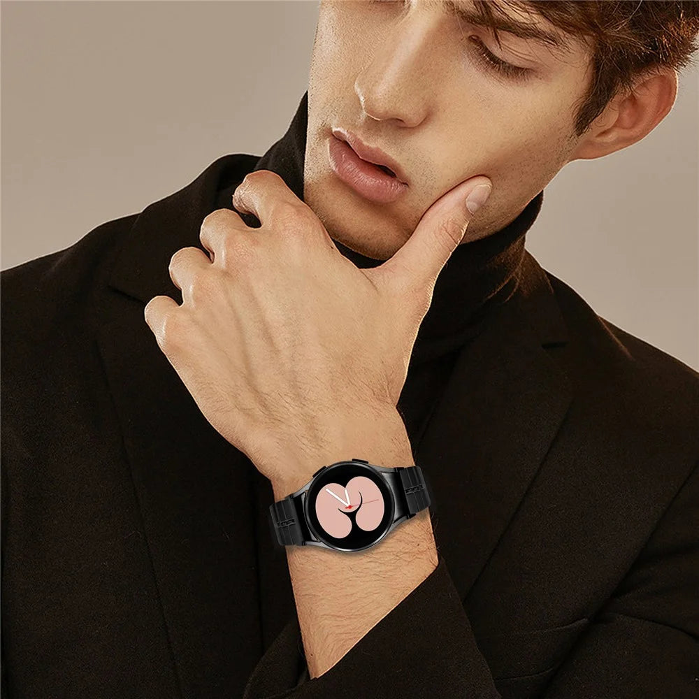 For Samsung Galaxy Watch6 40mm / 44mm / Watch6 Classic 43mm / 47mm Stainless Steel Strap with Quick Release Connector - Black - 5