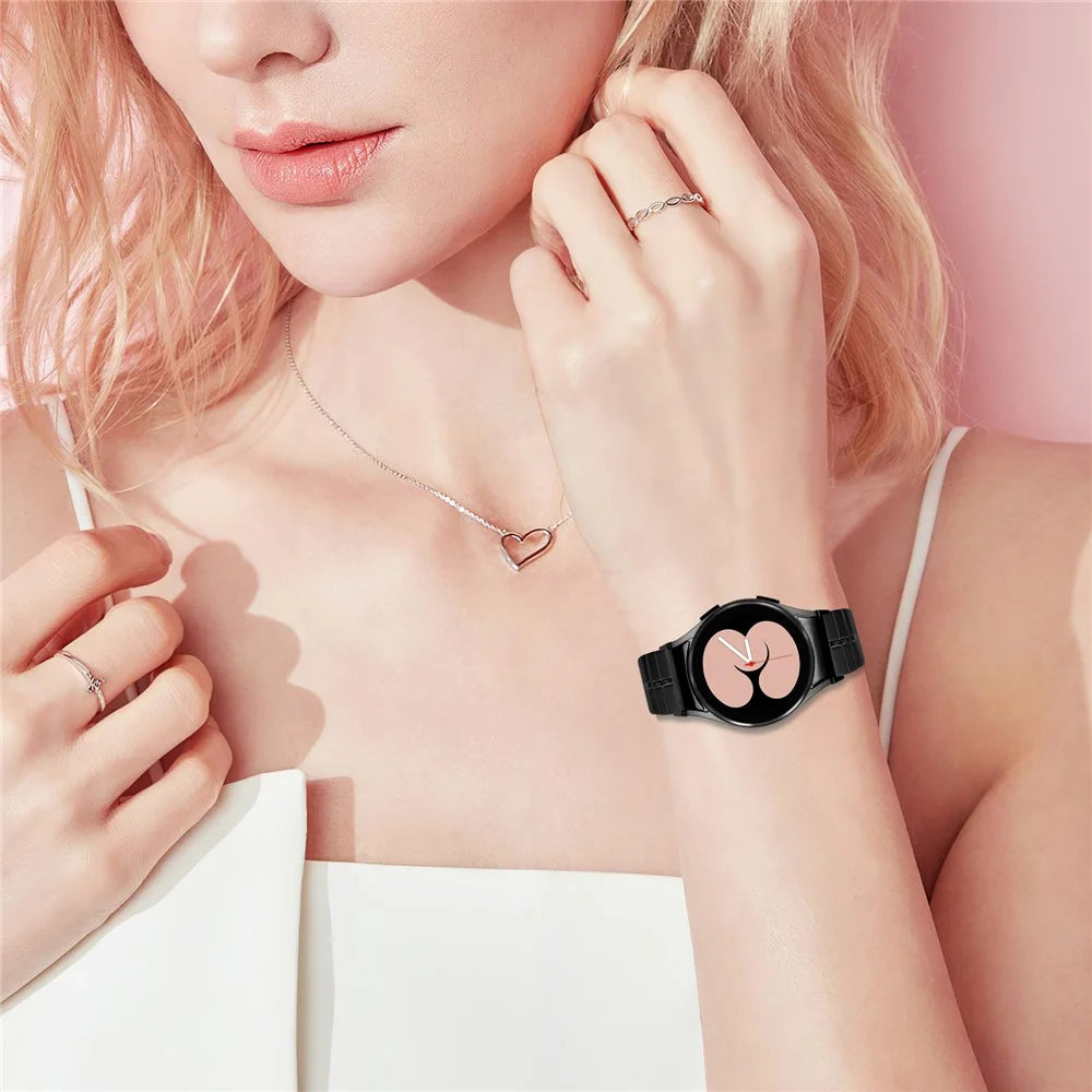 For Samsung Galaxy Watch6 40mm / 44mm / Watch6 Classic 43mm / 47mm Stainless Steel Strap with Quick Release Connector - Black - 6