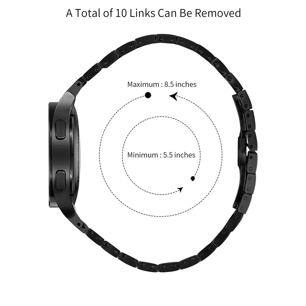 For Samsung Galaxy Watch FE 40mm / Watch4 40mm 44mm / Watch 5 40mm 44mm Stainless Steel Watch Strap Wrist Band - Black - 4