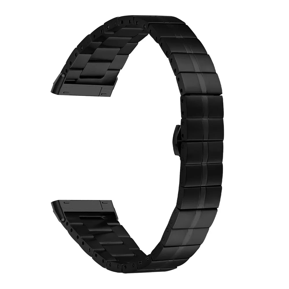 For Fitbit Versa 4 / Sense 2 Stainless Steel Watch Strap Wrist Band Replacement - Black - 1