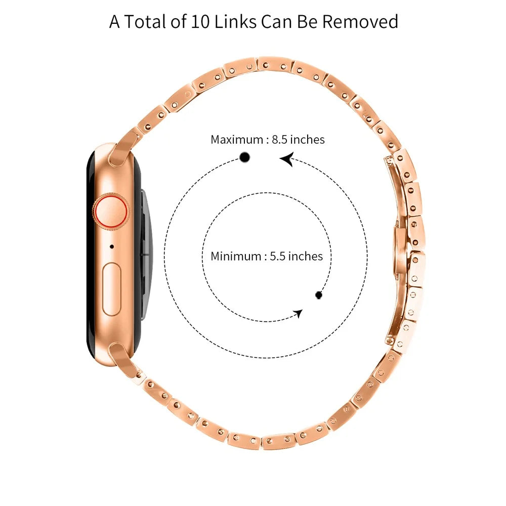 For Apple Watch Series 11 10 42mm / 9 8 7 41mm / SE3 SE2 SE 6 5 4 40mm / 3 2 1 38mm Stainless Steel Strap - Rose Gold+Silver - 4