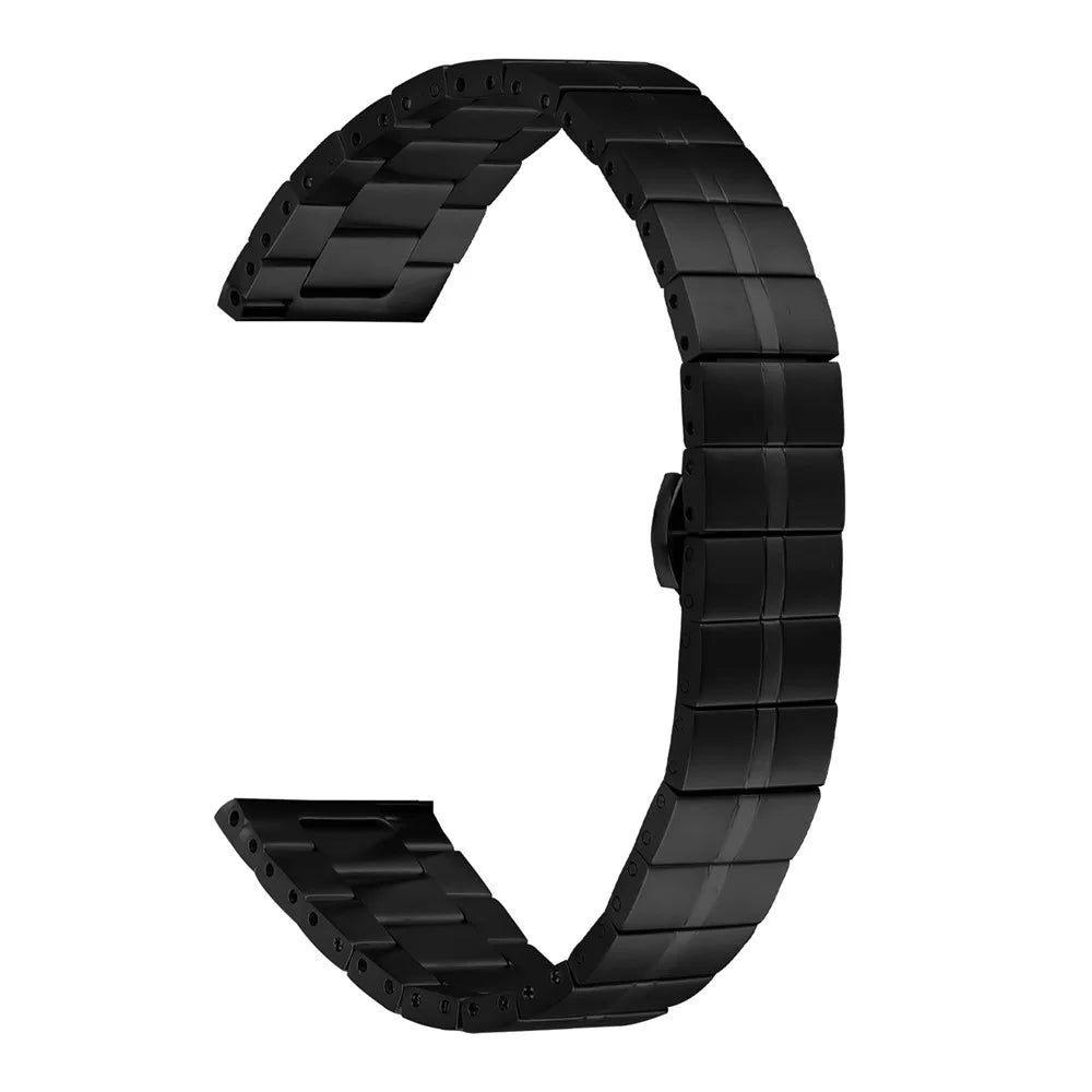 For Ticwatch 2  /  E  /  C2 (Black or Silver Dial) Stainless Steel Watch Strap Replacement Wrist Band - Black - 1