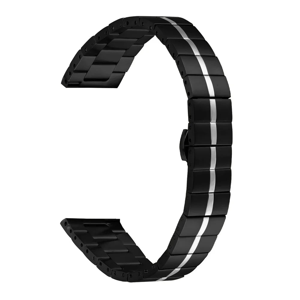 For Garmin Vivomove Luxe / Garminmove Luxe Stainless Steel Watch Strap Replacement Wrist Band - Black+Silver - 1