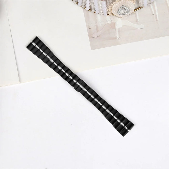 For Garmin Forerunner 55 / Venu Replacement Watch Band Elegant Stainless Steel Strap - Black+Silver - 3