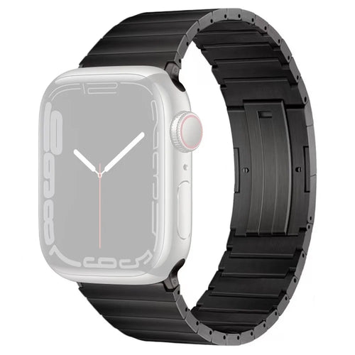For Apple Watch Ultra 3 2 1 49mm / Series 11 10 46mm / 9 8 7 45mm / SE3 SE2 SE 6 5 4 44mm / 3 2 1 42mm Titanium Alloy Metal Strap  - Black - 1