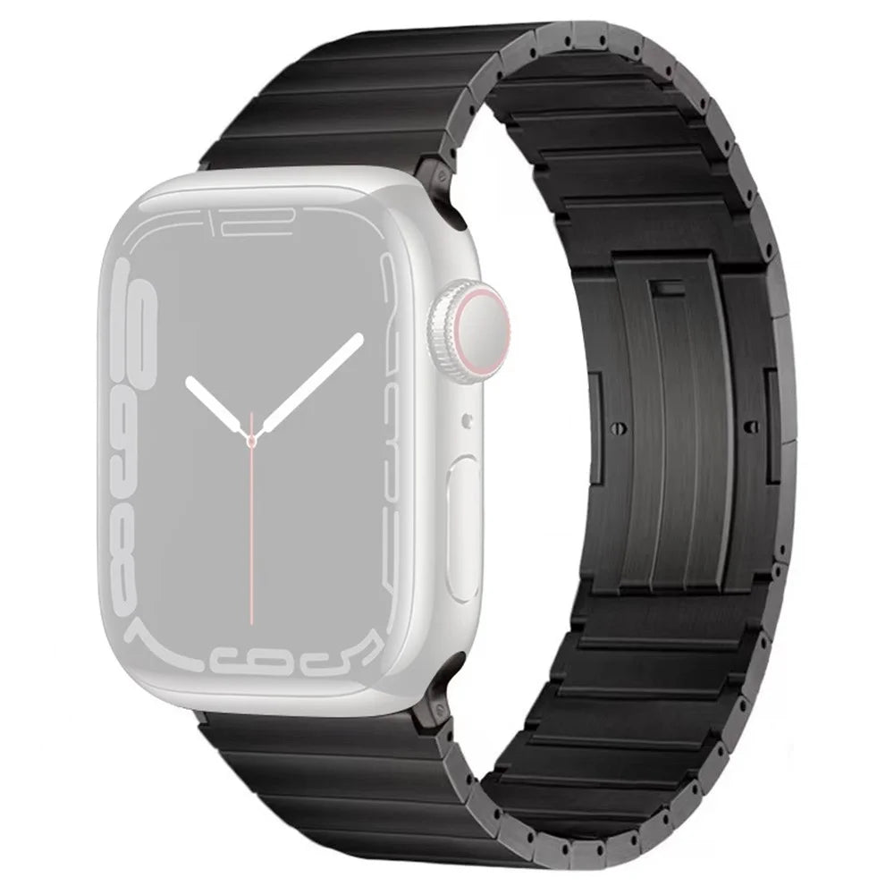 For Apple Watch Series 11 10 42mm / 9 8 7 41mm / SE3 SE2 SE 6 5 4 40mm / 3 2 1 38mm Titanium Alloy Watch Band - Black - 1