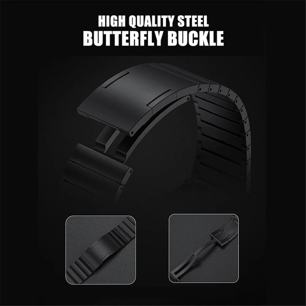 For Apple Watch Series 11 10 42mm / 9 8 7 41mm / SE3 SE2 SE 6 5 4 40mm / 3 2 1 38mm Titanium Alloy Watch Band - Black - 5