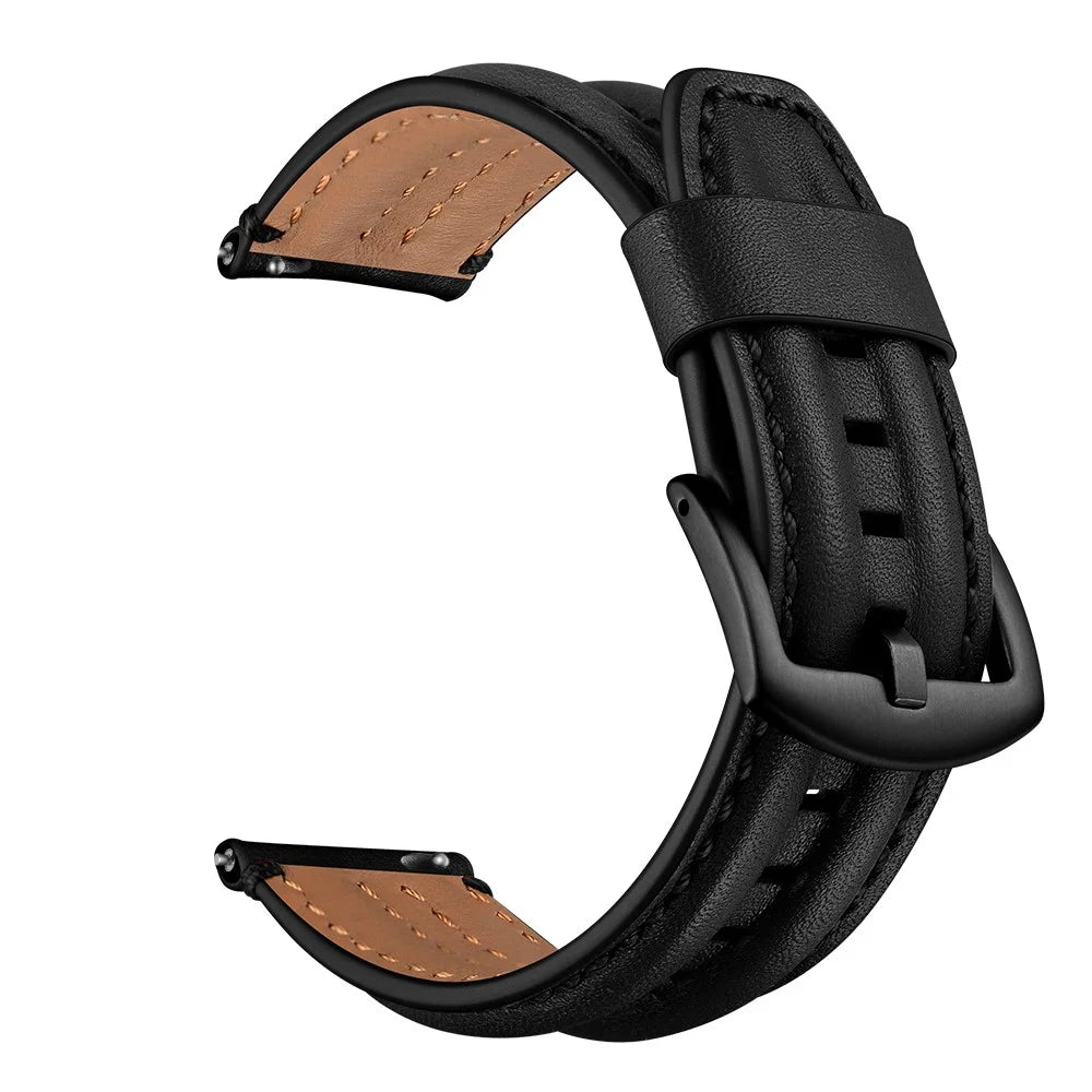 20mm Double Keel Genuine Leather Wrist Strap Watch Band for Huami Amazfit GTR 42mm - Black - 1