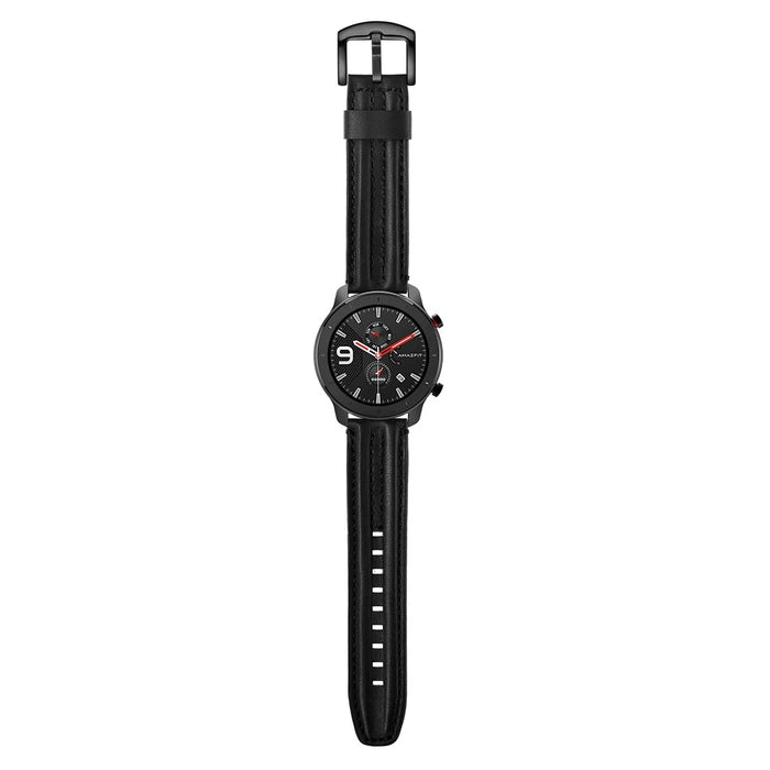 20mm Double Keel Genuine Leather Wrist Strap Watch Band for Huami Amazfit GTR 42mm - Black - 4