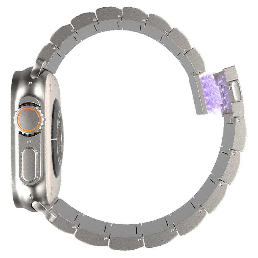 For Apple Watch Ultra 3 2 1 49mm / Series 11 10 46mm / 9 8 7 45mm / SE3 SE2 SE 6 5 4 44mm / 3 2 1 42mm Titanium Alloy Magnetic Strap - Silver - 2