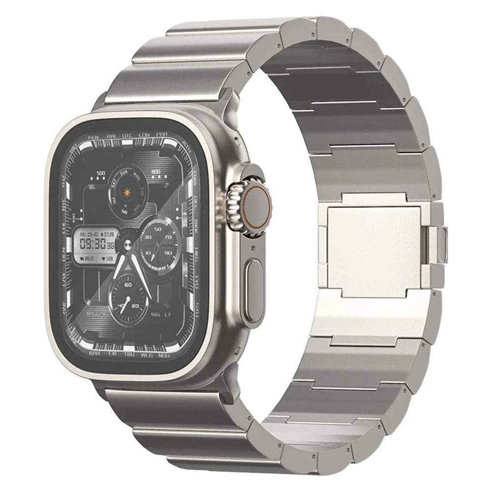 For Apple Watch Ultra 3 2 1 49mm / Series 11 10 46mm / 9 8 7 45mm / SE3 SE2 SE 6 5 4 44mm / 3 2 1 42mm Titanium Alloy Magnetic Strap - Silver - 4