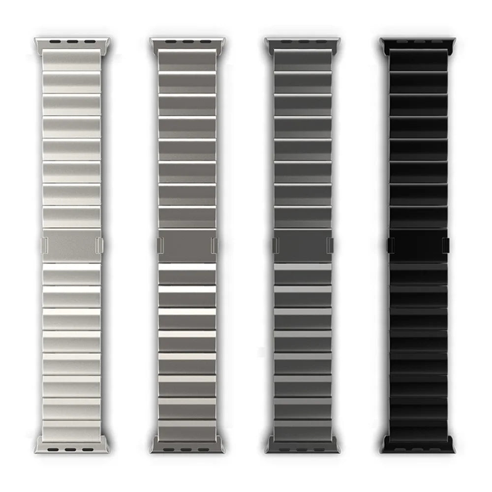 For Apple Watch Ultra 3 2 1 49mm / Series 11 10 46mm / 9 8 7 45mm / SE3 SE2 SE 6 5 4 44mm / 3 2 1 42mm Titanium Alloy Magnetic Strap - Silver - 5