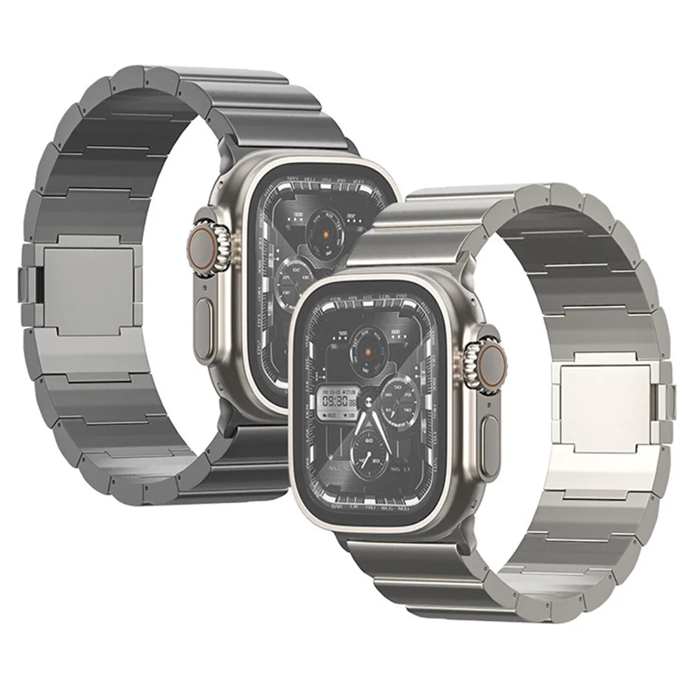 For Apple Watch Series 11 10 42mm / 9 8 7 41mm / SE3 SE2 SE 6 5 4 40mm / 3 2 1 38mm Titanium Alloy Watch Band Magnetic Lock - Silver - 3