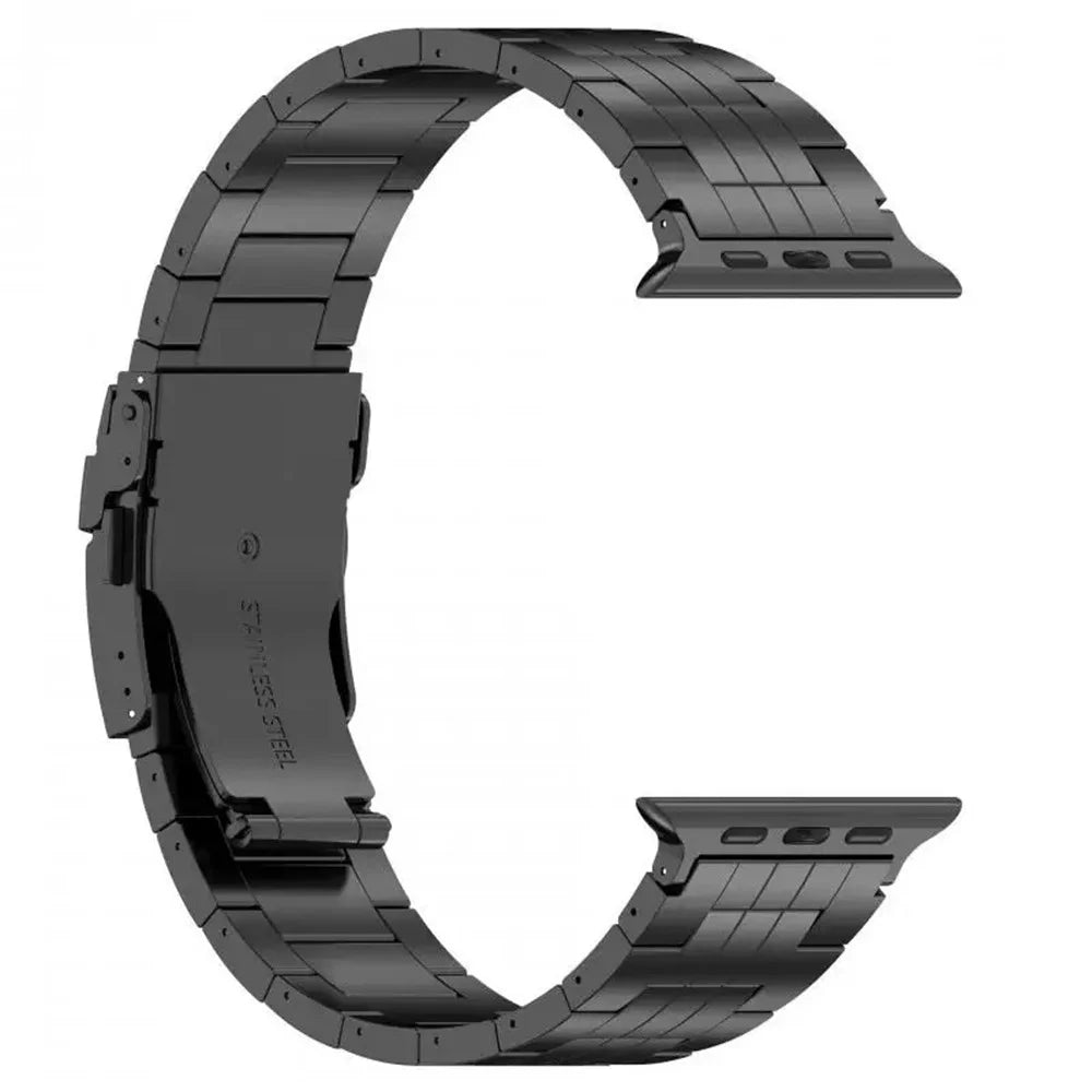 For Apple Watch Ultra 3 2 1 49mm / Series 11 10 46mm / 9 8 7 45mm / SE3 SE2 SE 6 5 4 44mm / 3 2 1 42mm 5-Bead Titanium Alloy Strap - Black - 2