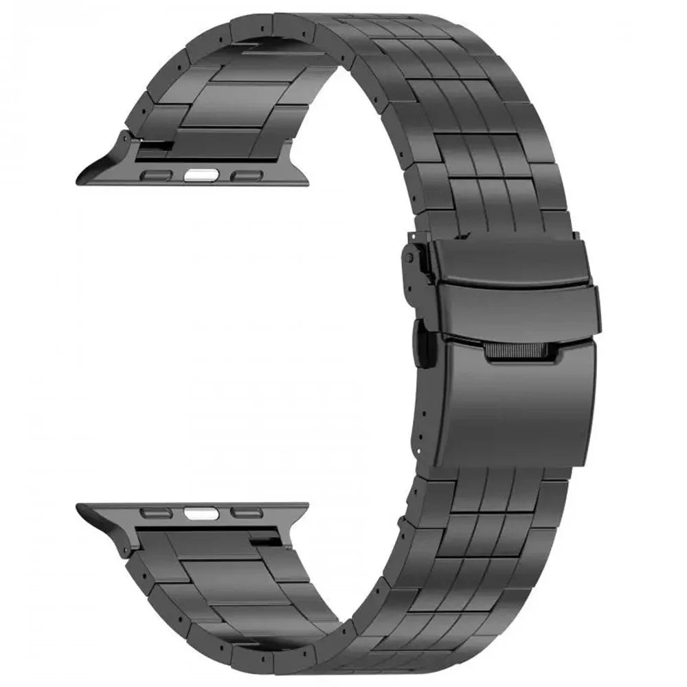 For Apple Watch Ultra 3 2 1 49mm / Series 11 10 46mm / 9 8 7 45mm / SE3 SE2 SE 6 5 4 44mm / 3 2 1 42mm 5-Bead Titanium Alloy Strap - Black - 3