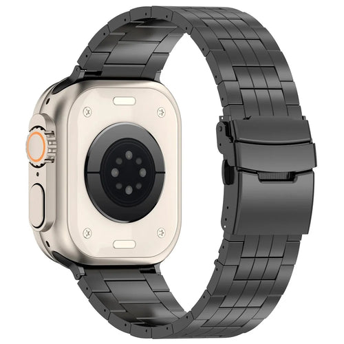 For Apple Watch Series 11 10 42mm / 9 8 7 41mm / SE3 SE2 SE 6 5 4 40mm / 3 2 1 38mm Watch Strap 5-Bead Titanium Alloy Bracelet -Black - 1