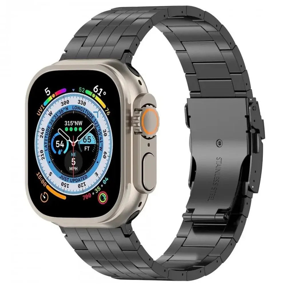 For Apple Watch Series 11 10 42mm / 9 8 7 41mm / SE3 SE2 SE 6 5 4 40mm / 3 2 1 38mm Watch Strap 5-Bead Titanium Alloy Bracelet -Black - 4