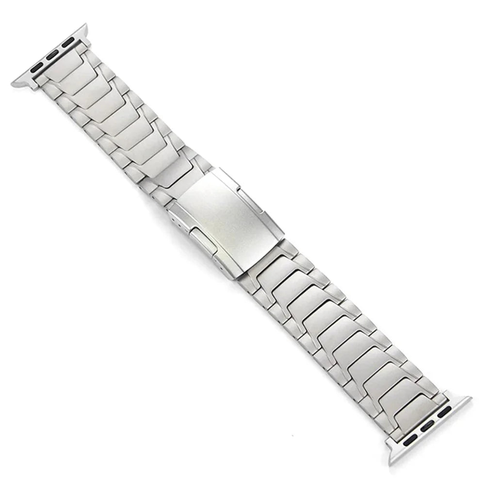 For Apple Watch Ultra 3 2 1 49mm / Series 11 10 46mm / 9 8 7 45mm / SE3 SE2 SE 6 5 4 44mm / 3 2 1 42mm Titanium Alloy Strap Turtleback Clasp - Titanium - 1