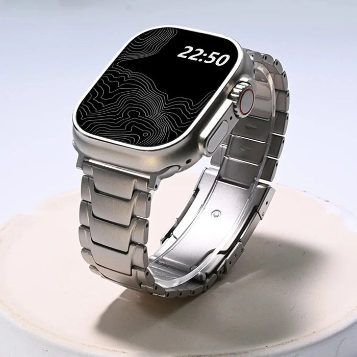 For Apple Watch Ultra 3 2 1 49mm / Series 11 10 46mm / 9 8 7 45mm / SE3 SE2 SE 6 5 4 44mm / 3 2 1 42mm Titanium Alloy Strap Turtleback Clasp - Titanium - 2