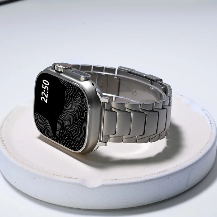 For Apple Watch Ultra 3 2 1 49mm / Series 11 10 46mm / 9 8 7 45mm / SE3 SE2 SE 6 5 4 44mm / 3 2 1 42mm Titanium Alloy Strap Turtleback Clasp - Titanium - 3