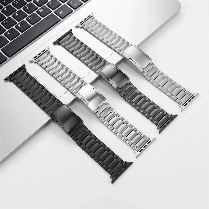 For Apple Watch Ultra 3 2 1 49mm / Series 11 10 46mm / 9 8 7 45mm / SE3 SE2 SE 6 5 4 44mm / 3 2 1 42mm Titanium Alloy Strap Turtleback Clasp - Titanium - 6