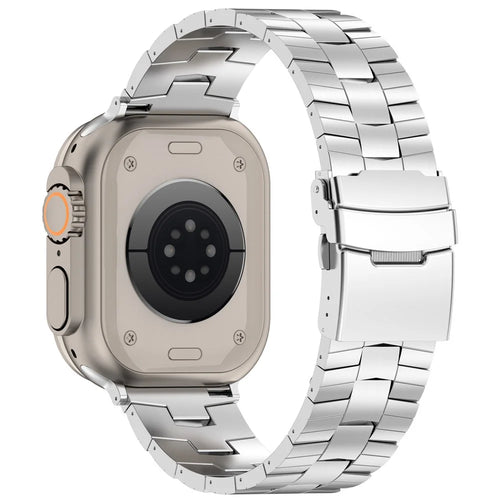 For Apple Watch Ultra 3 2 1 49mm / Series 11 10 46mm / 9 8 7 45mm / SE3 SE2 SE 6 5 4 44mm / 3 2 1 42mm Titanium Alloy Strap Rice Spike Design - Silver - 1