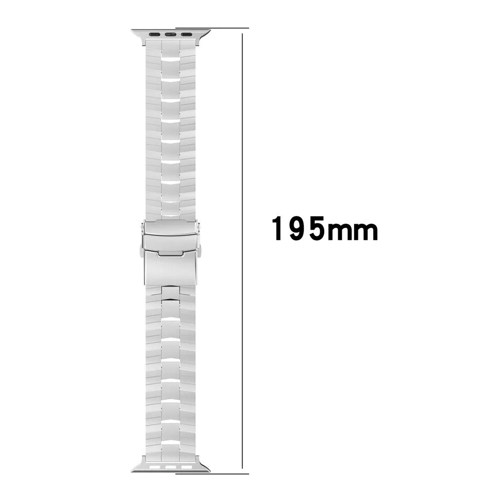 For Apple Watch Ultra 3 2 1 49mm / Series 11 10 46mm / 9 8 7 45mm / SE3 SE2 SE 6 5 4 44mm / 3 2 1 42mm Titanium Alloy Strap Rice Spike Design - Silver - 6