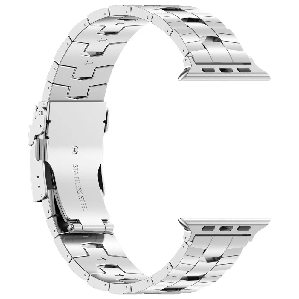 For Apple Watch Series 11 10 42mm / 9 8 7 41mm / SE3 SE2 SE 6 5 4 40mm / 3 2 1 38mm Titanium Alloy Band Rice Spike Texture Wrist Strap  - Silver - 4